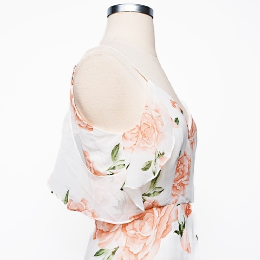 Lulu's White Maxi Dress with Blush Floral Print - Picture 11 of 12